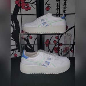 ASICS Japan S Women's White Sneakers with Blue and Green Highlights